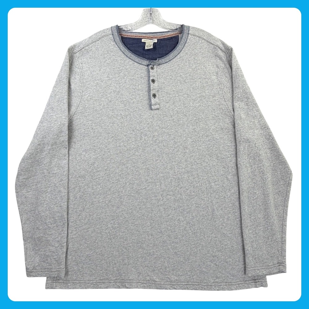 Carbon2Cobalt Henley Shirt Men XL Gray Cotton Long Sleeve Textured Pullover